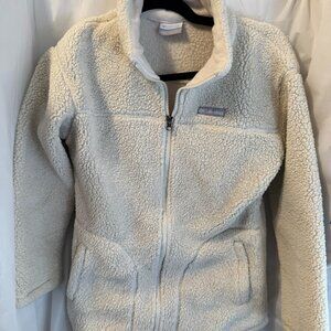 Columbia Sherpa Fleece Jacket Cream Full Zip Womens Large Outdoor